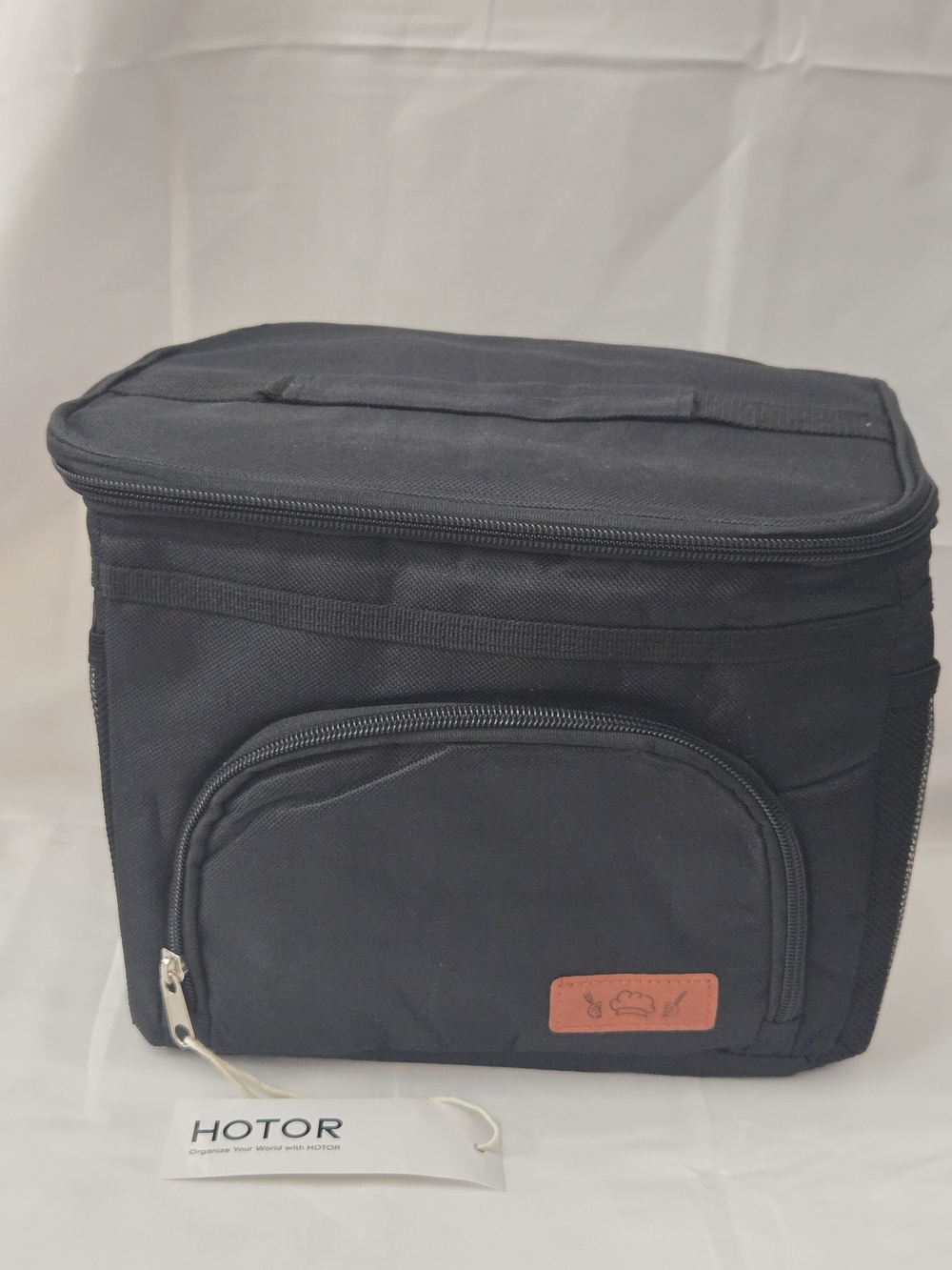 HOTOR Insulated Lunch Bag Black Cooler Shoulder Strap Pockets NWT